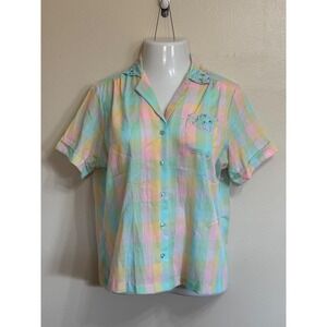 Vintage - Claudia - Pastel Plaid Button Down Shirt‎